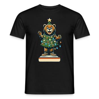 Fröhlicher Bär Mit Weihnachtslichtern - Männer T-Shirt - Schwarz - Vorne - AI Model Male 178 light (178cm)