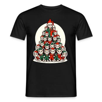 Weihnachtliche Katzen Tannenbaum Parade - Männer T-Shirt - Schwarz - Vorne - AI Model Male 178 light (178cm)