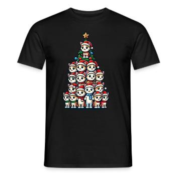 Christmas Cats Christmas Tree Fun - Men's T-Shirt - black - Front - AI Model Male 178 light (178cm)