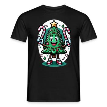 Merry Christmas Retro Tree - Men's T-Shirt - black - Front - AI Model Male 178 light (178cm)