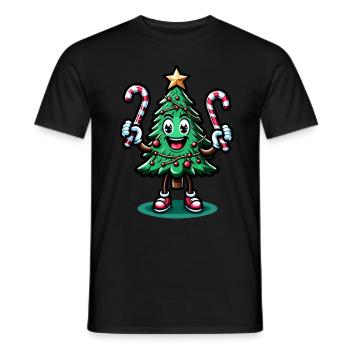 WeMerry Christmas Tree with Candy Canes Retr - Men's T-Shirt - black - Front - AI Model Male 178 light (178cm)
