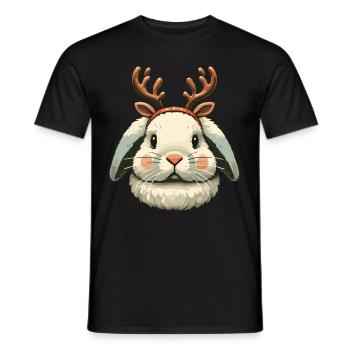 Conception de lapin de renne mignon de Noël - T-shirt homme - noir - Devant - AI Model Male 178 light (178cm)