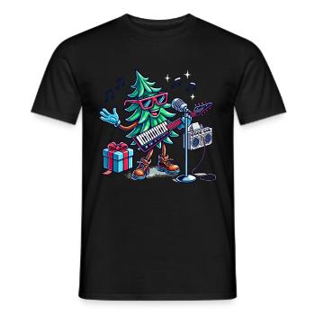 Weihnachten Retro Tannenbaum Musik - Männer T-Shirt - Schwarz - Vorne - AI Model Male 178 light (178cm)