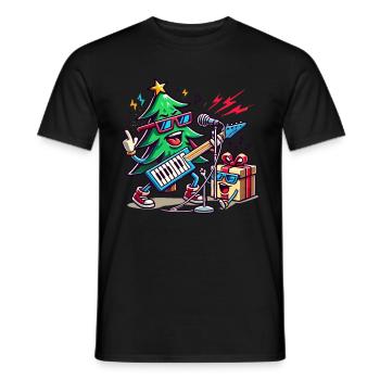 Noël Rétro Rocking Sain - T-shirt homme - noir - Devant - AI Model Male 178 light (178cm)