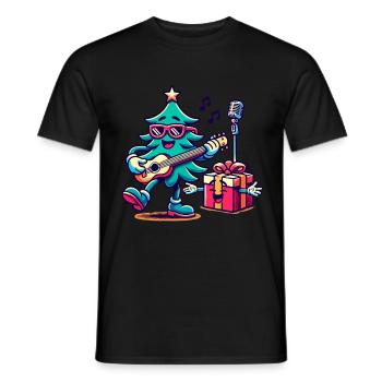 Fröhlicher Weihnachtsbaum Retro Musik - Männer T-Shirt - Schwarz - Vorne - AI Model Male 178 light (178cm)