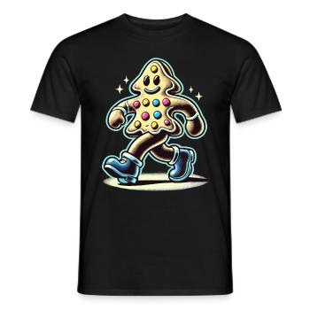 Lebkuchenmann Mit Stiefeln Lächelnd - Männer T-Shirt - Schwarz - Vorne - AI Model Male 178 light (178cm)