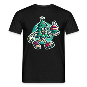 Arbre de Noël rétro drôle avec boule - T-shirt homme - noir - Devant - AI Model Male 178 light (178cm)