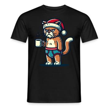 Chat Noël drôle - T-shirt homme - noir - Devant - AI Model Male 178 light (178cm)