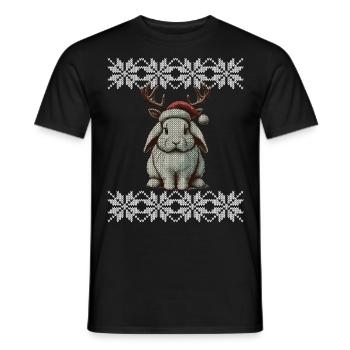Cute Reindeer Bunny Christmas - Men's T-Shirt - black - Front - AI Model Male 178 light (178cm)