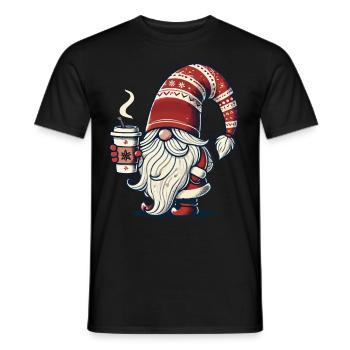 Weihnachten Gnom Mit Kaffeezauber - Männer T-Shirt - Schwarz - Vorne - AI Model Male 178 light (178cm)