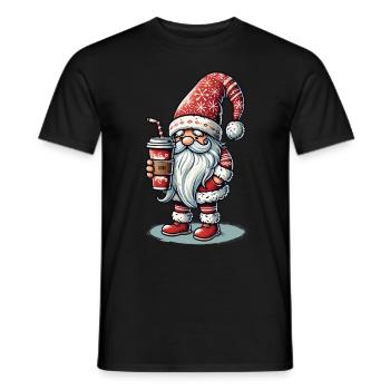 Nain de Noël avec du café pour les amateurs de café - T-shirt homme - noir - Devant - AI Model Male 178 light (178cm)