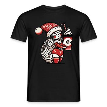 Nain de Noël avec du café pour les amateurs de café - T-shirt homme - noir - Devant - AI Model Male 178 light (178cm)