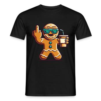 Christmas Gingerbread Man with Middle Finger - Men's T-Shirt - black - Front - AI Model Male 178 light (178cm)