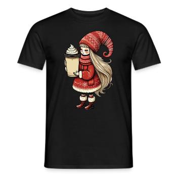 Christmas gnome for coffee lovers - Men's T-Shirt - black - Front - AI Model Male 178 light (178cm)