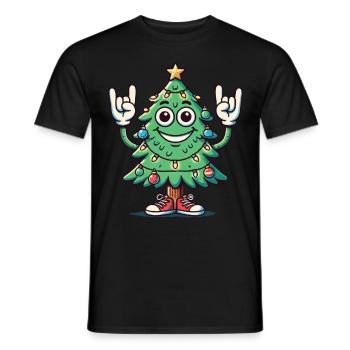 Funny Christmas tree with skirt hand - Men's T-Shirt - black - Front - AI Model Male 178 light (178cm)