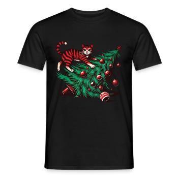 Drôle de chat Noël rétro vintage - T-shirt homme - noir - Devant - AI Model Male 178 light (178cm)