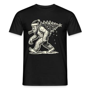 Weihnachtlicher Bigfoot Mit Tannenbaum - Männer T-Shirt - Schwarz - Vorne - AI Model Male 178 light (178cm)