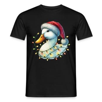 Weihnachten Lustige Ente Mit Lichterkette - Männer T-Shirt - Schwarz - Vorne - AI Model Male 178 light (178cm)