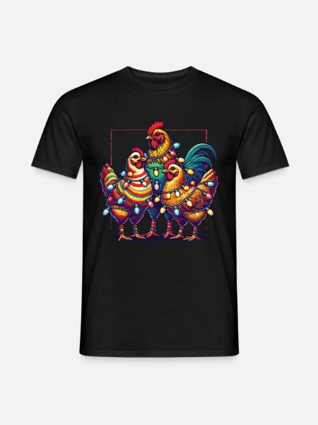 Weihnachten Lustige Hühner Mit Lichtern - Männer T-Shirt - Schwarz