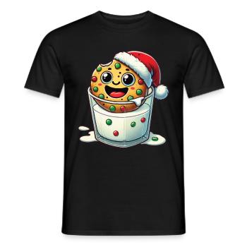 Fröhlicher Keks Mit Weihnachtsmütze - Männer T-Shirt - Schwarz - Vorne - AI Model Male 178 light (178cm)