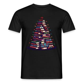 Livres Sapin de Noël pour les amateurs de livres - T-shirt homme - noir - Devant - AI Model Male 178 light (178cm)
