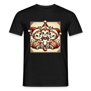 Süße Katzen Weihnachten Retro Charme - Männer T-Shirt - Schwarz - Vorne - AI Model Male 178 light (178cm)