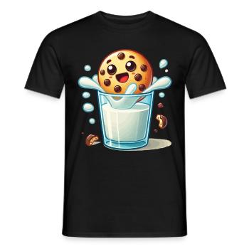 Fröhlicher Keks Im Milchglas Weihnachten - Männer T-Shirt - Schwarz - Vorne - AI Model Male 178 light (178cm)