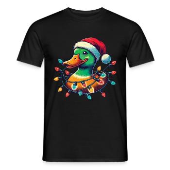 Lustige Weihnachtsente Mit Lichtern - Männer T-Shirt - Schwarz - Vorne - AI Model Male 178 light (178cm)