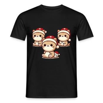 Chats mignons avec des chapeaux de Noël - T-shirt homme - noir - Devant - AI Model Male 178 light (178cm)