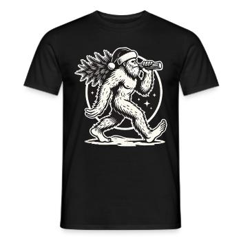 Weihnachtlicher Bigfoot Mit Tannenbaum - Männer T-Shirt - Schwarz - Vorne - AI Model Male 178 light (178cm)