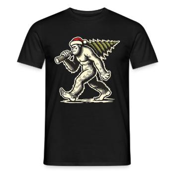 Weihnachts-Bigfoot Mit Tannenbaum - Männer T-Shirt - Schwarz - Vorne - AI Model Male 178 light (178cm)