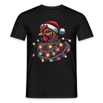 Christmas chicken with fairy lights - Men's T-Shirt - black - Front - AI Model Male 178 light (178cm)