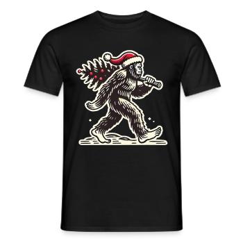 Weihnachtlicher Bigfoot Mit Baum - Männer T-Shirt - Schwarz - Vorne - AI Model Male 178 light (178cm)