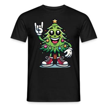 Funny Christmas tree with skirt hand - Men's T-Shirt - black - Front - AI Model Male 178 light (178cm)