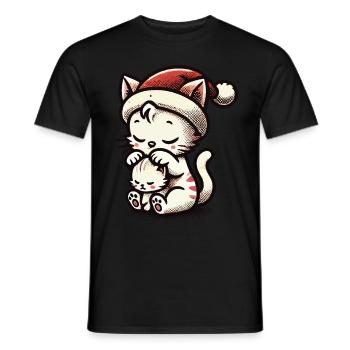 Cute Cats Christmas With Hat - Men's T-Shirt - black - Front - AI Model Male 178 light (178cm)