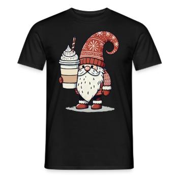 Weihnachtsgnom Mit Kaffee Wichtel - Männer T-Shirt - Schwarz - Vorne - AI Model Male 178 light (178cm)