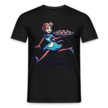 Boulanger joyeux servant des biscuits frais - T-shirt homme - noir - Devant - AI Model Male 178 light (178cm)
