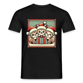 Süße Katzen Weihnachten Retro Charme - Männer T-Shirt - Schwarz - Vorne - AI Model Male 178 light (178cm)