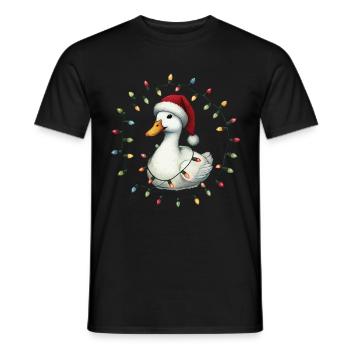 Lustige Ente Mit Lichterkette Weihnachten - Männer T-Shirt - Schwarz - Vorne - AI Model Male 178 light (178cm)