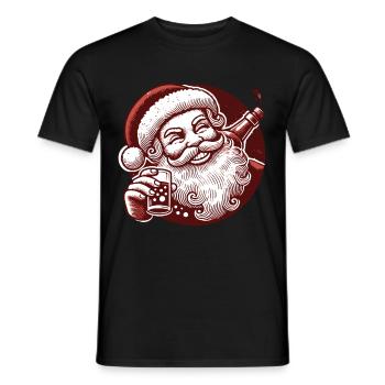 Santa Liebt Alkohol Weihnachtsfeier Spaß - Männer T-Shirt - Schwarz - Vorne - AI Model Male 178 light (178cm)