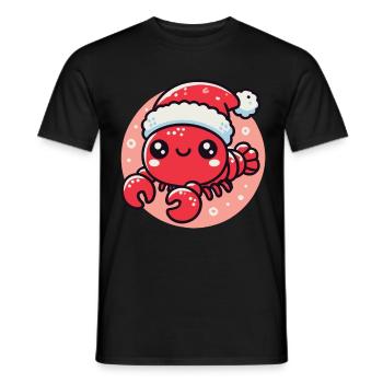 Fröhlicher Weihnachtskrebs Mit Mütze - Männer T-Shirt - Schwarz - Vorne - AI Model Male 178 light (178cm)