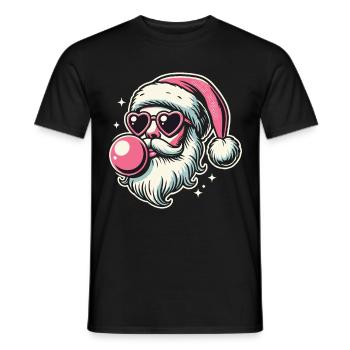Sigma Santa avec des lunettes cœur et du chewing-gum - T-shirt homme - noir - Devant - AI Model Male 178 light (178cm)