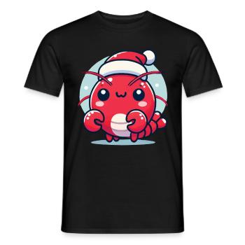 Lustiger Hummer Mit Weihnachtsmütze - Männer T-Shirt - Schwarz - Vorne - AI Model Male 178 light (178cm)