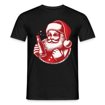 Christmas fun with Santa and drink - Men's T-Shirt - black - Front - AI Model Male 178 light (178cm)