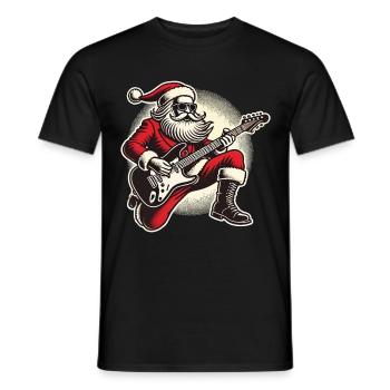 Rocking Santa Claus with guitar - Men's T-Shirt - black - Front - AI Model Male 178 light (178cm)
