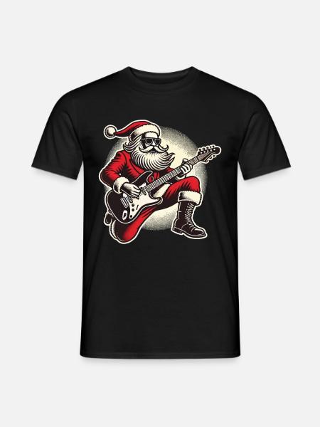 Rocking Santa Claus with guitar - Men's T-Shirt - black