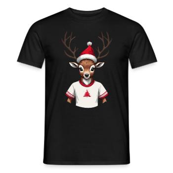 Renne de Noël avec chapeau de Père Noël - T-shirt homme - noir - Devant - AI Model Male 178 light (178cm)
