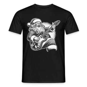 Rocking Santa Claus Guitar Fun - Men's T-Shirt - black - Front - AI Model Male 178 light (178cm)