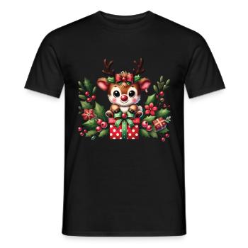 Plaisir des rennes de Noël avec des cadeaux - T-shirt homme - noir - Devant - AI Model Male 178 light (178cm)