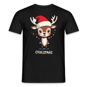 Cute Reindeer Christmas Design - Men's T-Shirt - black - Front - AI Model Male 178 light (178cm)